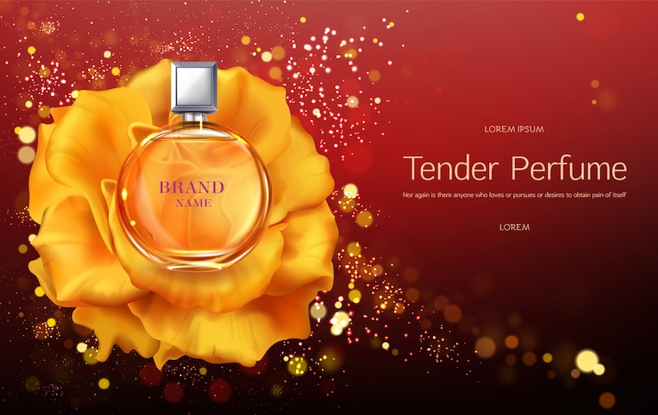 Vecteur gratuit modèle de bannière ou affiche publicitaire vecteur réaliste vecteur de parfum womens parfum.