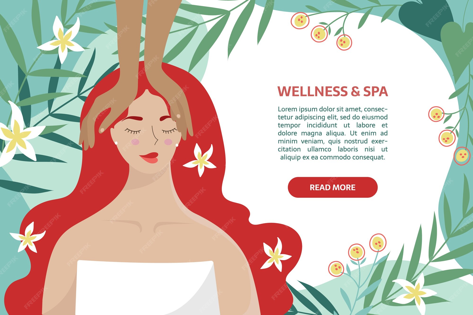 Modele De Banniere Bien Etre Et Spa Femme De Refroidissement Pendant Les Soins Du Visage Et Le Massage Vecteur Premium
