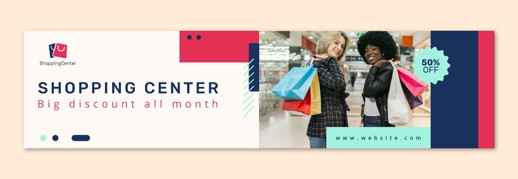 Vecteur gratuit modèle de bannière de centre commercial design plat