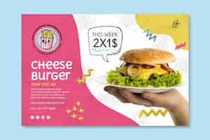 Vecteur gratuit modèle de bannière de cheeseburger de cuisine américaine