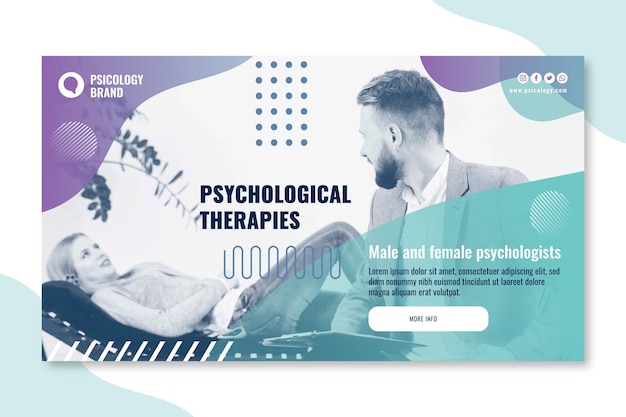 Vecteur gratuit modèle de bannière de consultation en psychologie