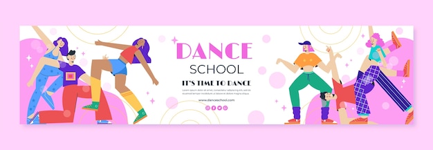 Modèle De Bannière De Contraction D'école De Danse Design Plat