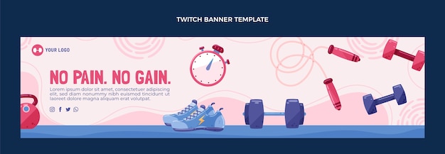 Vecteur gratuit modèle de bannière de contraction de fitness dessiné à la main