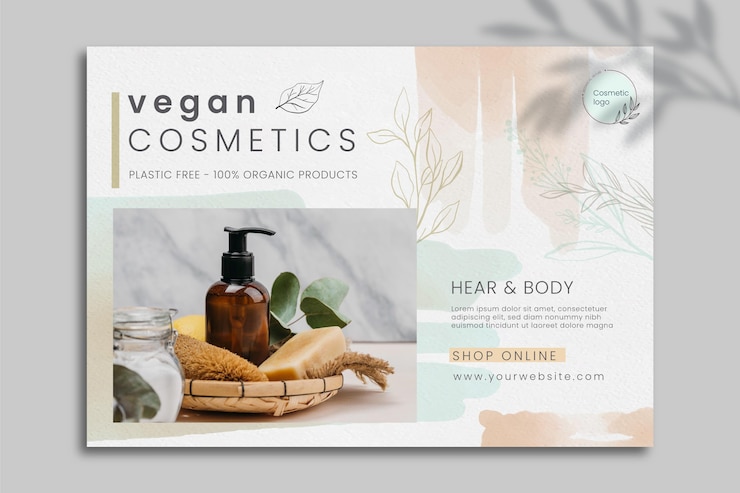 Vecteur gratuit modèle de bannière cosmétique avec photo