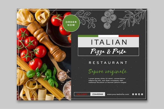 Vecteur gratuit modèle de bannière de cuisine italienne