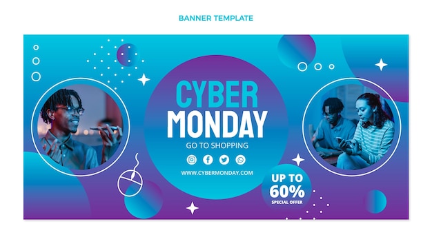 Vecteur gratuit modèle de bannière dégradé cyber lundi