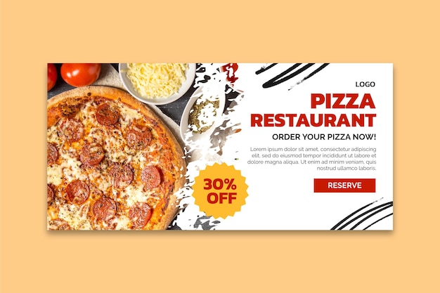 Vecteur gratuit modèle de bannière de délicieux restaurant de pizza