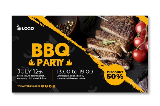 Modèle de bannière de fête barbecue