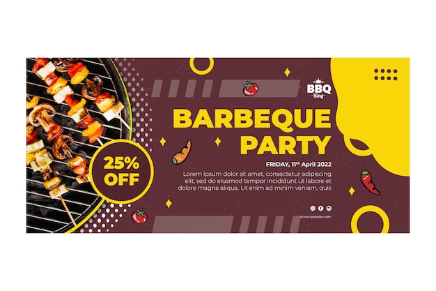 Vecteur gratuit modèle de bannière de fête barbecue