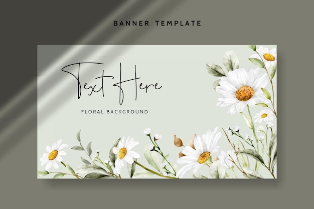 Vecteur gratuit modèle de bannière floral élégant avec une belle fleur de marguerite