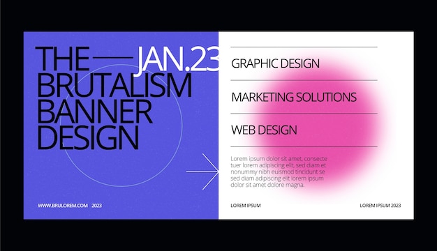 Modèle De Bannière Horizontale De Brutalisme Dégradé