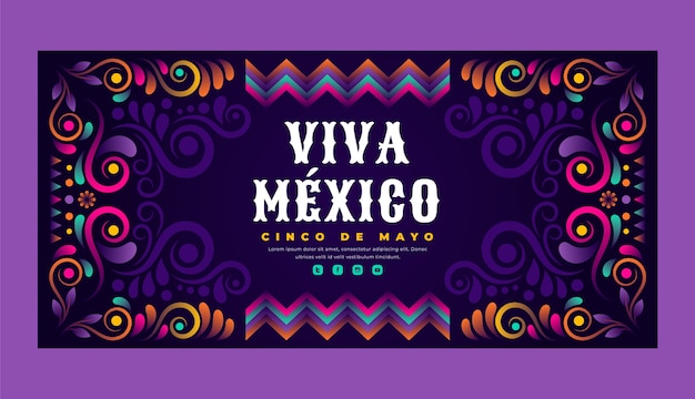Modèle de bannière horizontale dégradé cinco de mayo