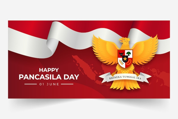 Vecteur gratuit modèle de bannière horizontale dégradé jour pancasila