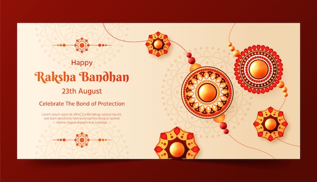 Vecteur gratuit modèle de bannière horizontale dégradée pour la célébration du festival raksha bandhan