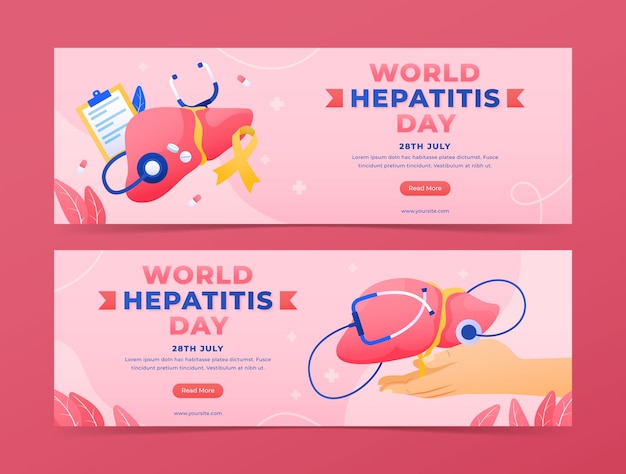 Modèle De Bannière Horizontale Dégradée Pour La Sensibilisation à La Journée Mondiale De L'hépatite