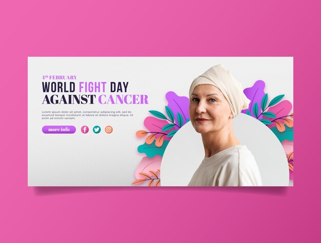 Modèle de bannière horizontale de la journée mondiale du cancer dégradé