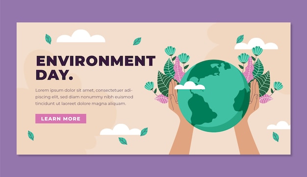 Modèle De Bannière Horizontale De La Journée Mondiale De L'environnement Dessiné à La Main