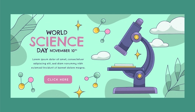 Modèle De Bannière Horizontale De La Journée Mondiale De La Science Dessiné à La Main