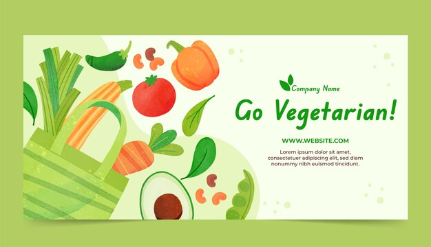 Modèle de bannière horizontale de la journée mondiale des végétariens aquarelle