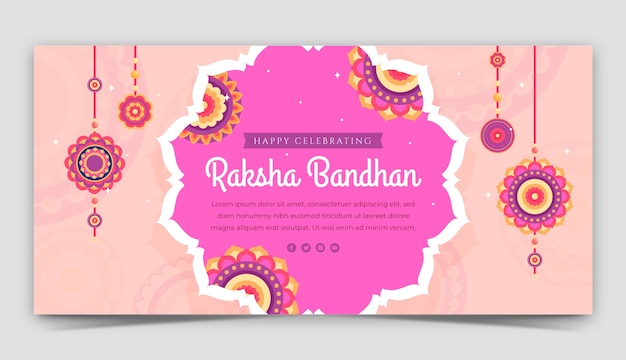 Vecteur gratuit modèle de bannière horizontale plate pour la célébration du festival de raksha bandhan