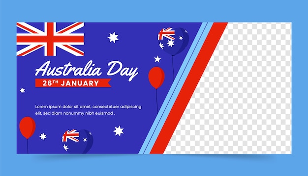 Vecteur gratuit modèle de bannière horizontale plate pour la célébration de la fête nationale australienne