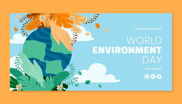 Modèle de bannière horizontale plate pour la célébration de la journée mondiale de l'environnement