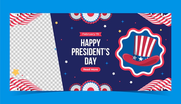 Vecteur gratuit modèle de bannière horizontale plate pour le jour férié du président des états-unis
