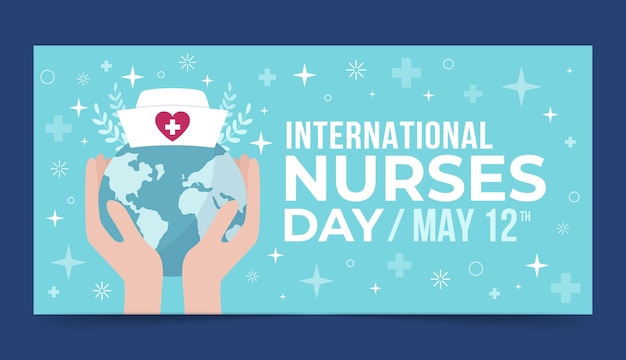 Modèle De Bannière Horizontale Plate Pour La Journée Internationale Des Infirmières