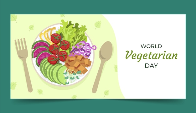 Modèle de bannière horizontale plate pour la journée mondiale des végétariens