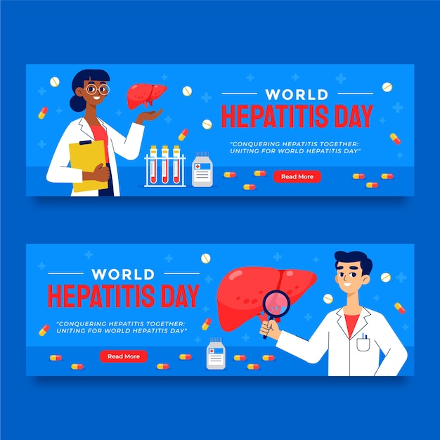 Modèle De Bannière Horizontale Plate Pour La Sensibilisation à La Journée Mondiale De L'hépatite