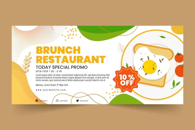 Vecteur gratuit modèle de bannière horizontale pour le brunch du dimanche