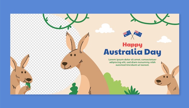 Vecteur gratuit modèle de bannière horizontale pour la célébration de la fête nationale australienne