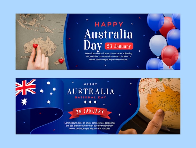 Vecteur gratuit modèle de bannière horizontale pour la célébration de la fête nationale australienne