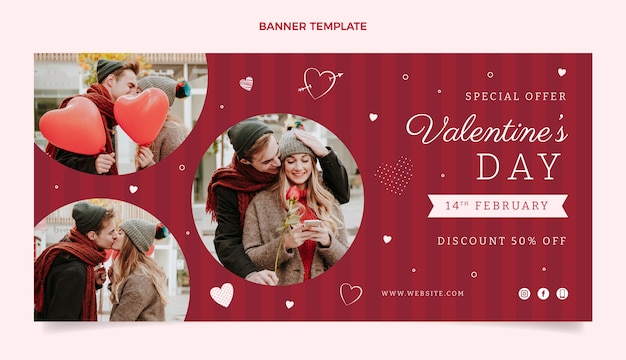 Modèle De Bannière Horizontale Pour La Saint-valentin