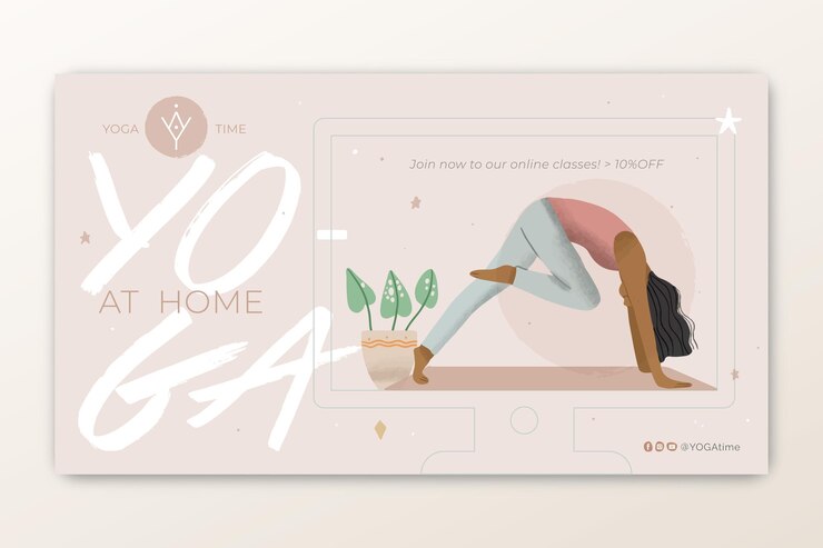Vecteur gratuit modèle de bannière horizontale de pratique de yoga