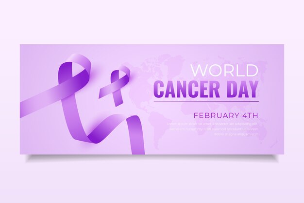 Modèle de bannière horizontale réaliste pour la journée mondiale du cancer