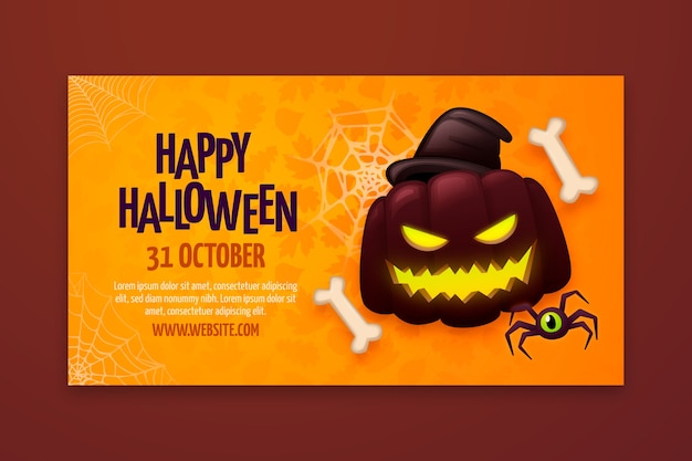 Vecteur gratuit modèle de bannière horizontale réaliste pour la saison d'halloween