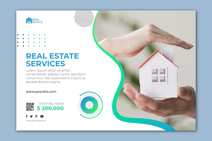 Vecteur gratuit modèle de bannière immobilière
