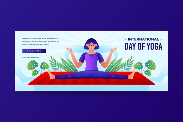 Vecteur gratuit modèle de bannière de jour international dégradé de yoga