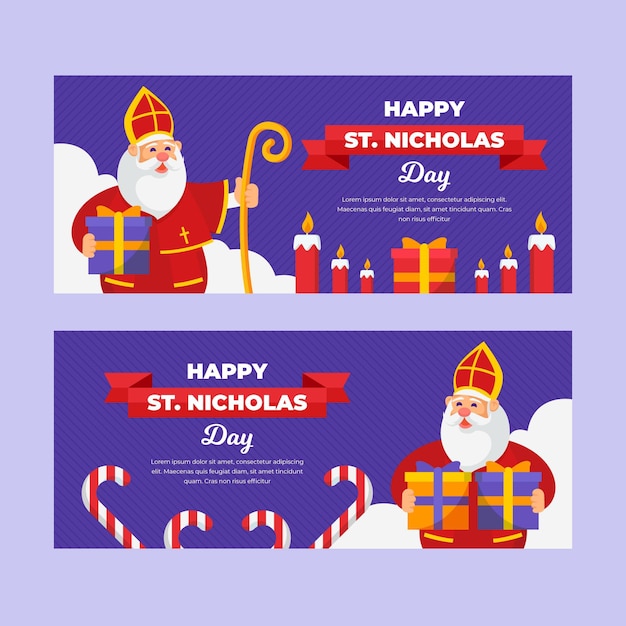 Modèle De Bannière De Jour De Saint Nicolas Design Plat