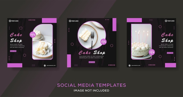 Modèle de bannière de menu de gâteau pour les médias sociaux post premium vecteur