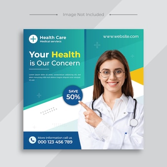 Modèle de bannière de promotion web pour publication sur les médias sociaux de dépliant sur les soins de santé