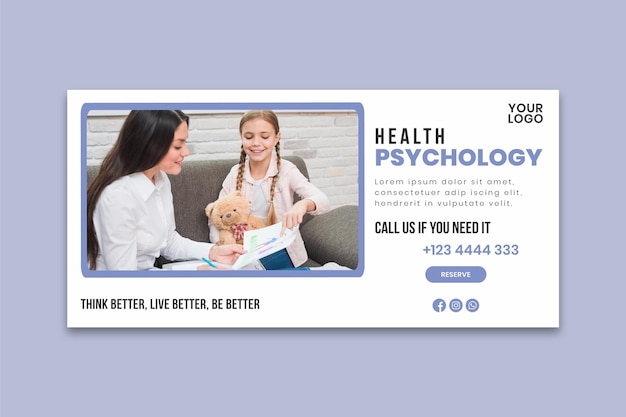 Vecteur gratuit modèle de bannière de psychologie clinique