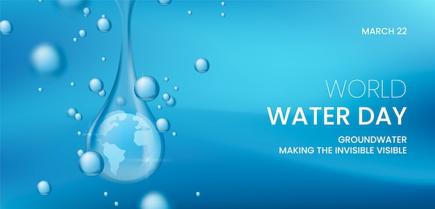 Vecteur gratuit modèle de bannière réaliste de la journée mondiale de l'eau