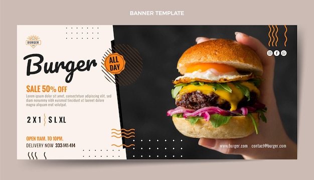 Vecteur gratuit modèle de bannière de remise burger