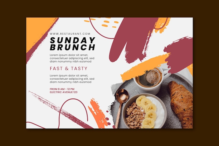 Vecteur gratuit modèle de bannière de restaurant brunch