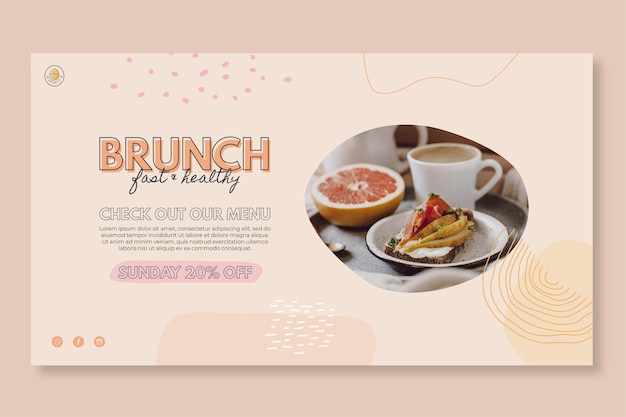 Vecteur gratuit modèle de bannière de restaurant brunch