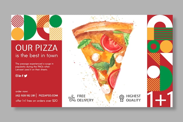 Modèle de bannière de restaurant de pizza