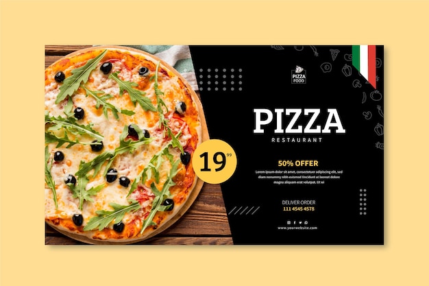 Modèle de bannière de restaurant de pizza