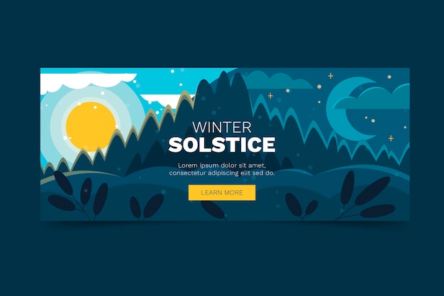 Vecteur gratuit modèle de bannière de solstice d'hiver dans un style dessiné à la main